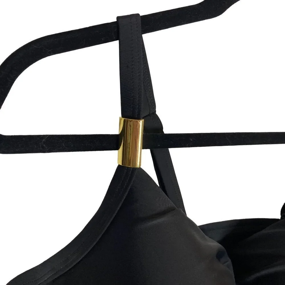 Cacique Swim Balconette‎ Bathing Top Black 42DD Full Bra Adjustable Tankini